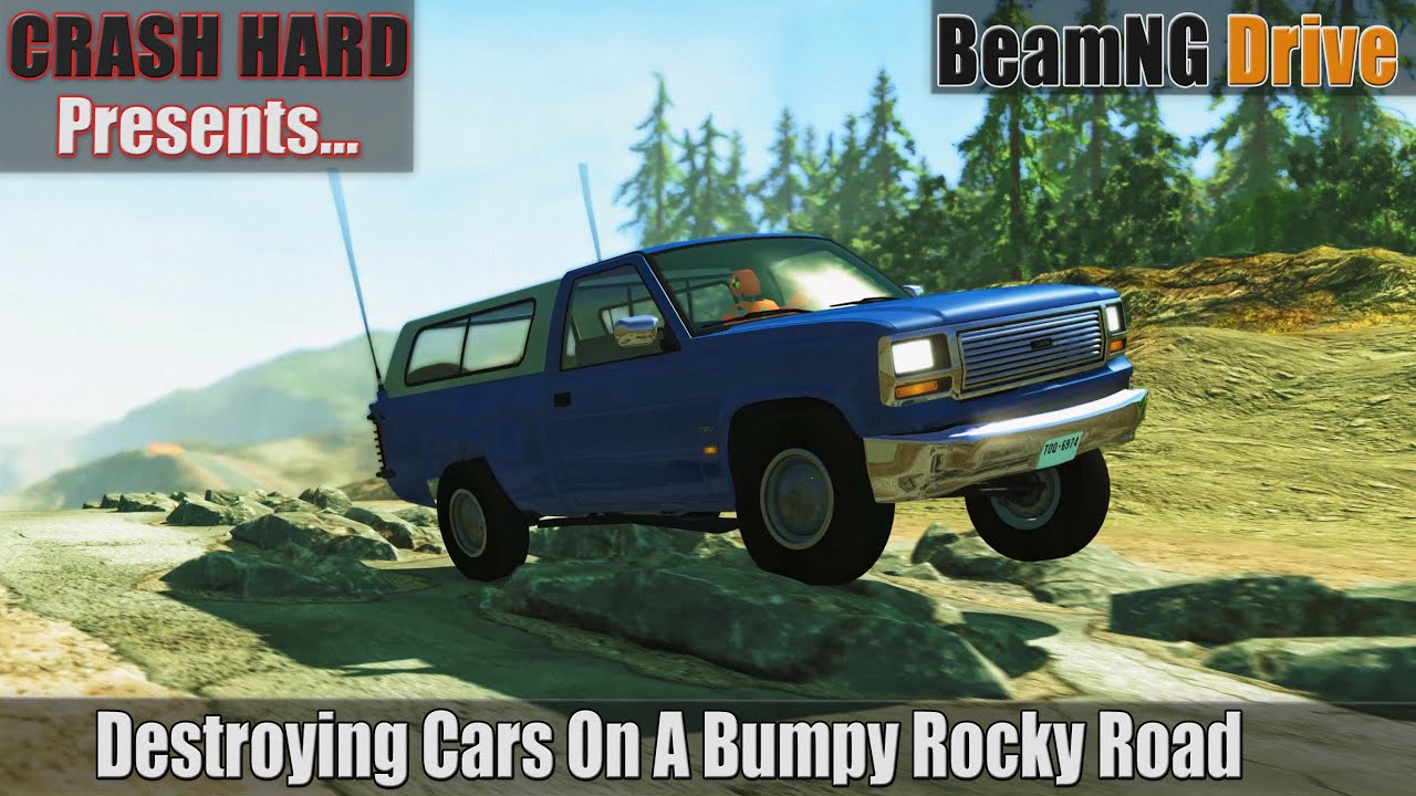 BeamNG Drive - Destroying Cars On A Bumpy Rocky Road