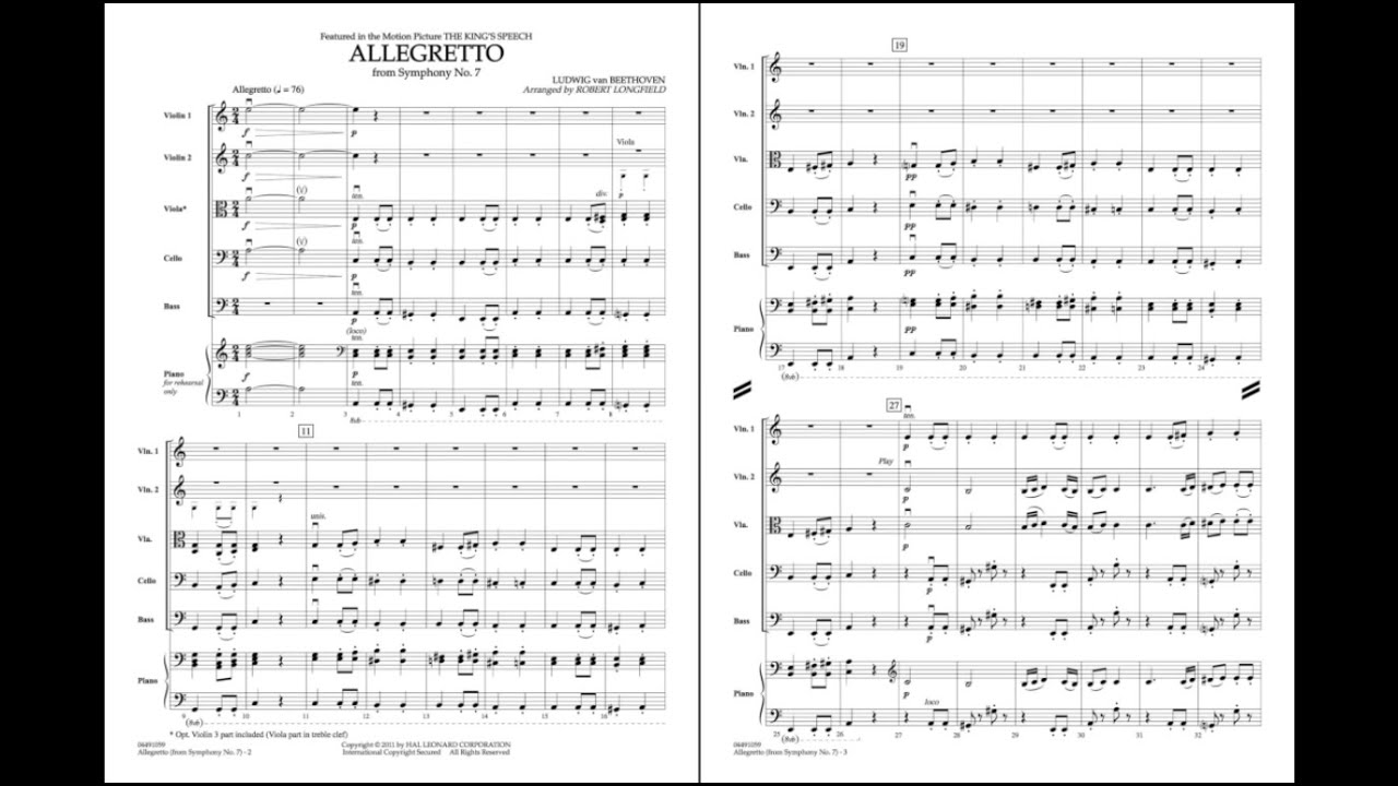 beethoven 7th symphony 2nd movement pdf