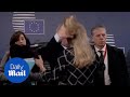 Bizarre moment jeanclaude juncker ruffles womans hair