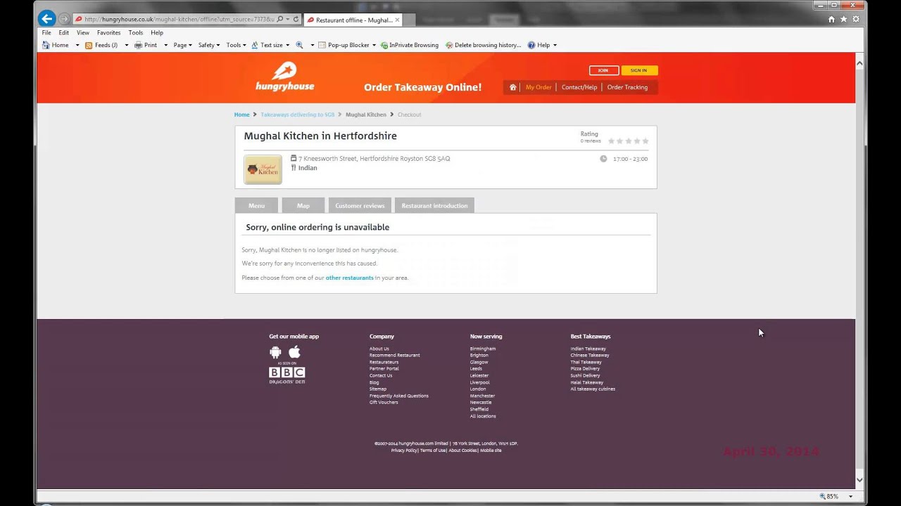 Unethical SEO Practice by Hungryhouse.CO.UK