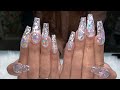 Acrylic Nails Tutorial | Glitter Flame Nails | Coffee Nails