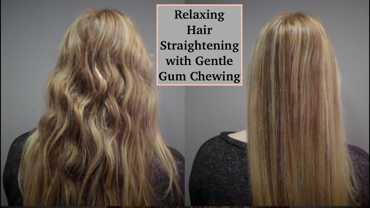 ASMR Straightening Hair of Real Person | Gum Chewing | No Talking