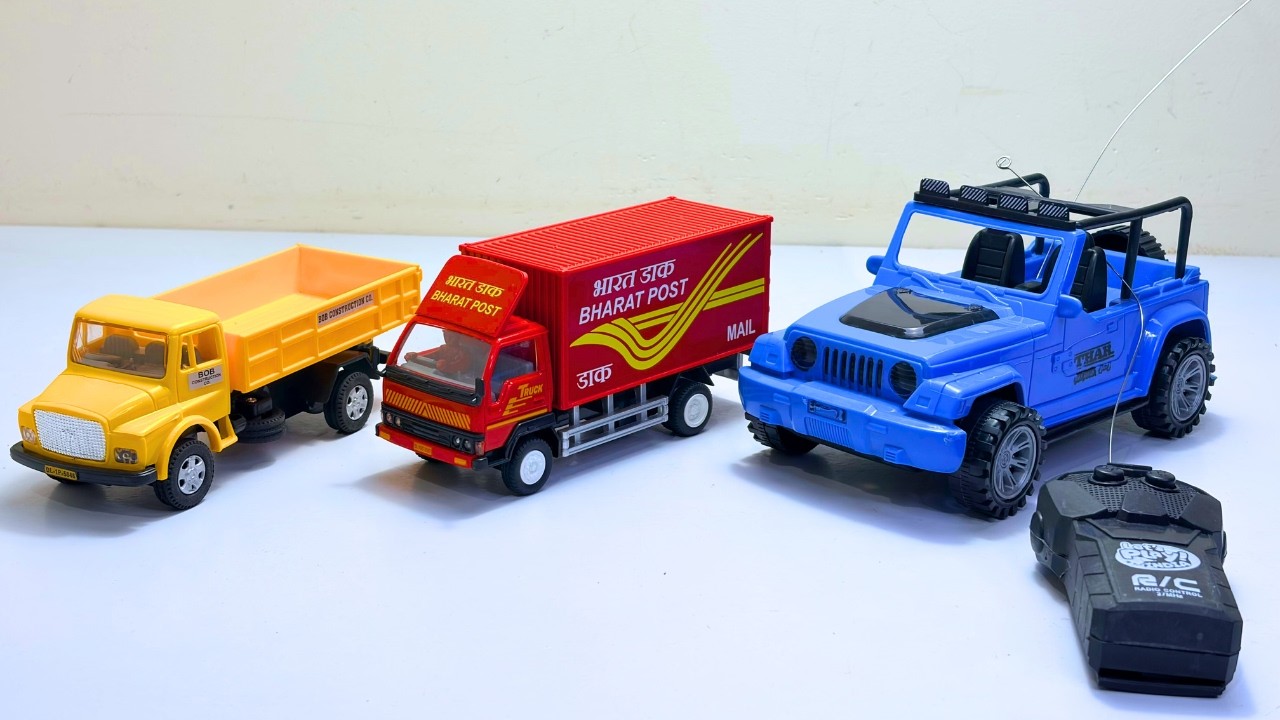 RC Thar vs Bharat Post Truck vs Transport Truck 🚚🔥 | Unboxing & Real Drive Test | Toywala