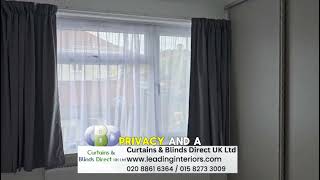 Blackout Pencil Pleat Curtains with Voile Panel |Window Design | Curtains &amp; Blinds Direct UK Ltd