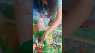 simple easy decoupage on bottle with wrapping paper