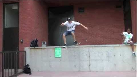 Frontside 180 down a loading dock drop