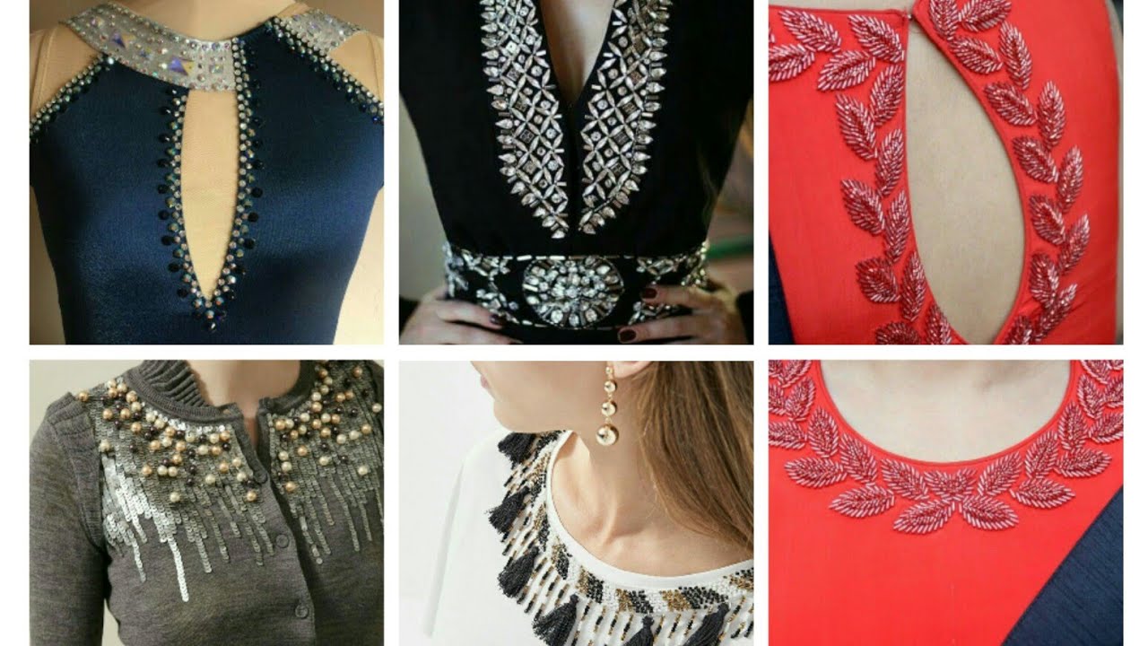 Very creative beaded designs /latest beaded neck designs for kurti