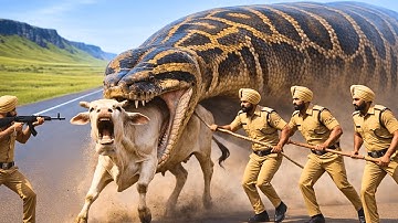 Heroic Rescue Team Saves a Screaming White Cow from a Rampaging Giant Python in the Open Field 🐍🐄