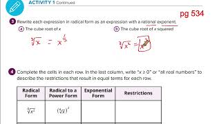 A2 Carnegie Module 3 Topic 1 Lesson 4 Radical Expressions