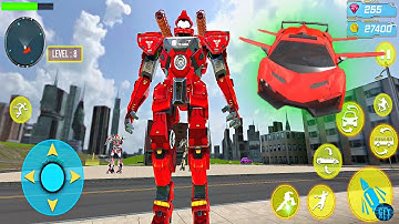 Flying Limo Robot Car Transform: Police Robot Game Simulator