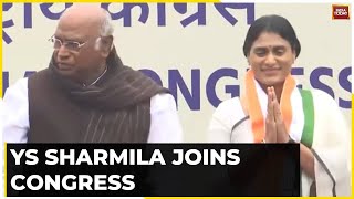 Y S Sharmila Joins Congress In Presence Of Rahul Gandhi, Mallikarjun Kharge