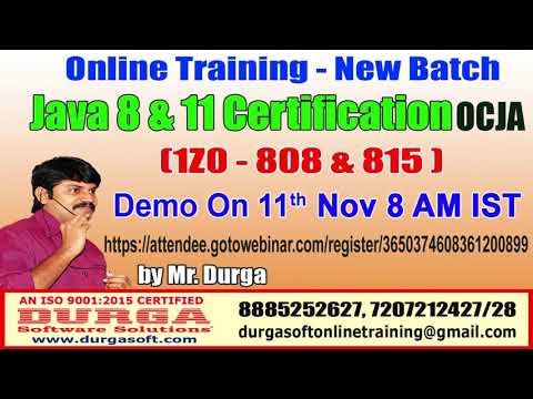 Java Certification 8 & 11 OCJA (1Z0 - 808 & 815 ) Online Training by Durga sir