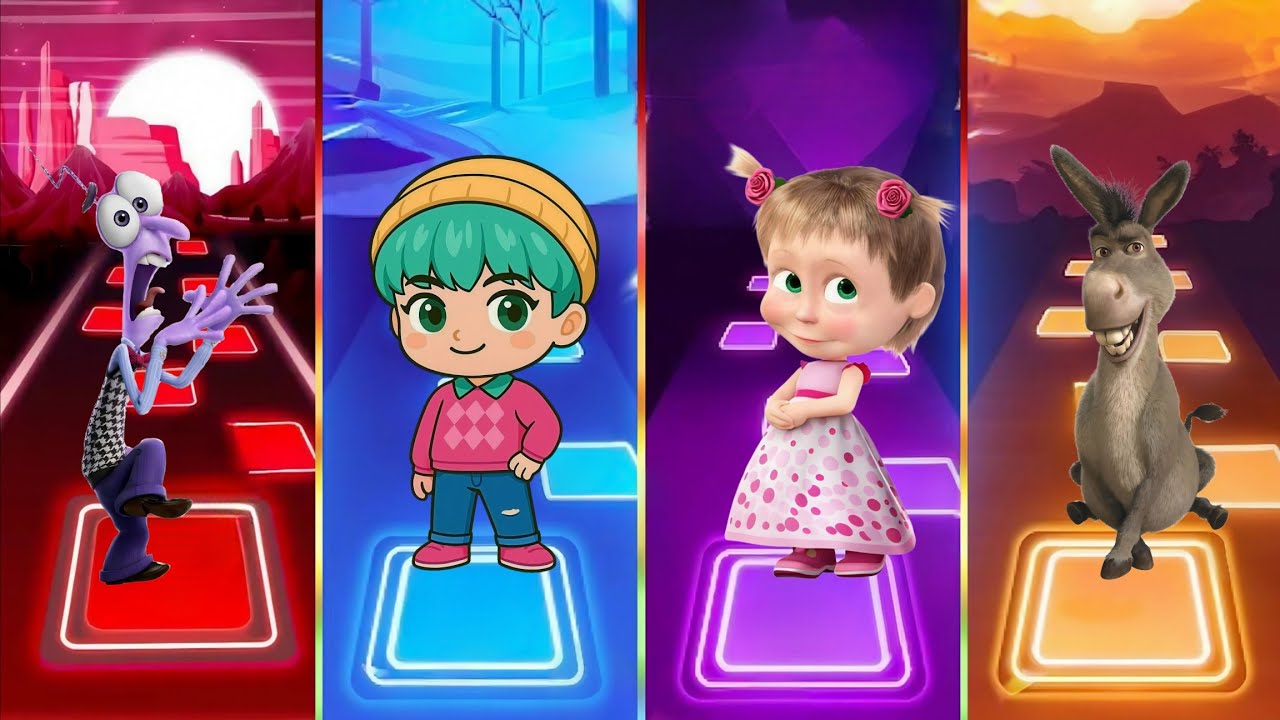 TILES HOP 🆚 INSIDE OUT 🆚 K-POP HUNTER 🆚 MASHA 🆚 SHIREK