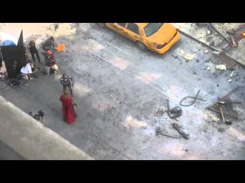 Faux fight scene with Thor &amp; the Cap
