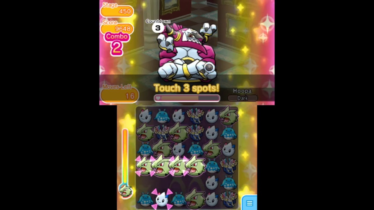 Pokemon Shuffle 3DS - Stage 450 Hoopa Unbound S Rank and Caught