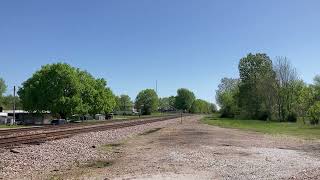 Downtown Republic Missouri BNSF 8173 Lead’s a Westbound Intermodal/Empty Flatbed Train 5-7-2022