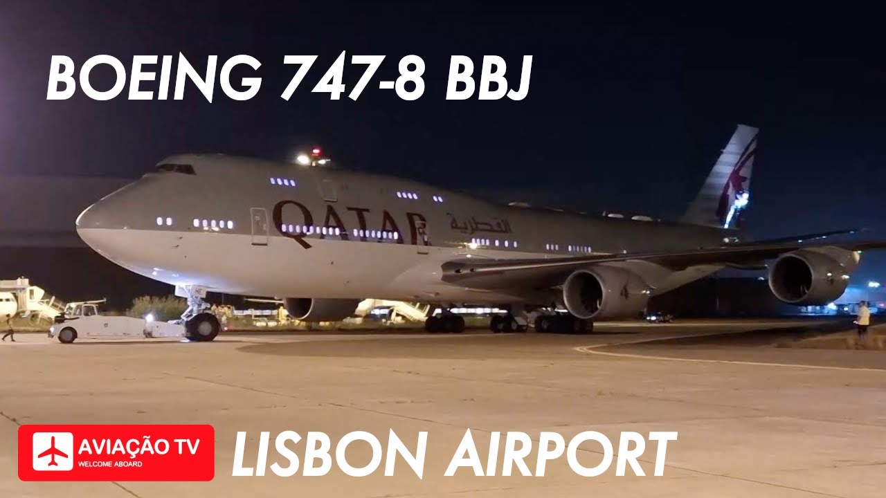 Boeing 747-8KE(BBJ) • A7-HHE • Qatar Amiri Flight • Lisbon Airport