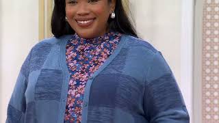 LOGO by Lori Goldstein V-Neck Colorblock Cardigan on QVC