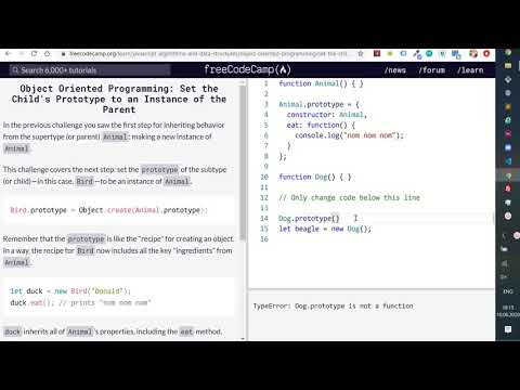 Freecodecamp - Object Oriented Programming: Set the Child's Prototype to an Instance of the Parent