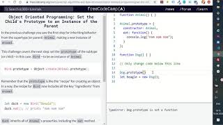 Freecodecamp - Object Oriented Programming: Set the Child's Prototype to an Instance of the Parent
