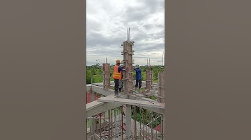 Install formwork for roof column #excavator #column #siteoffice #beam #design #interior #engineering
