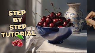 How to Paint Realistic Cherries in Oils | Step by Step detailed tutorial for Beginners