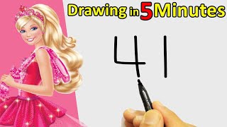 How to Draw Barbie With Numbers 41 Step by Step Easy screenshot 3