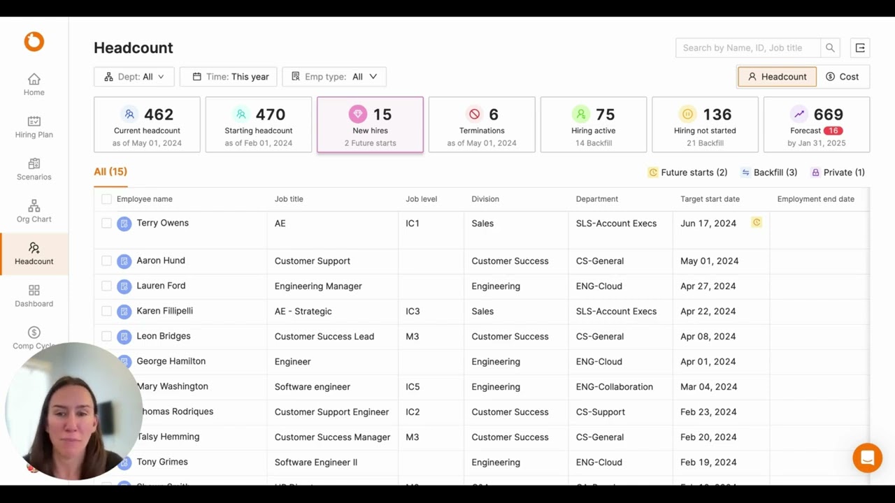 Automating headcount reconciliation in the Headcount tab