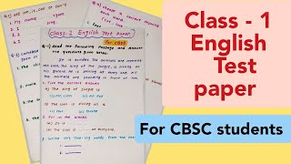 Class -1 English Test paper-2023|Grade -1 Cbse English Test paper-2023_24