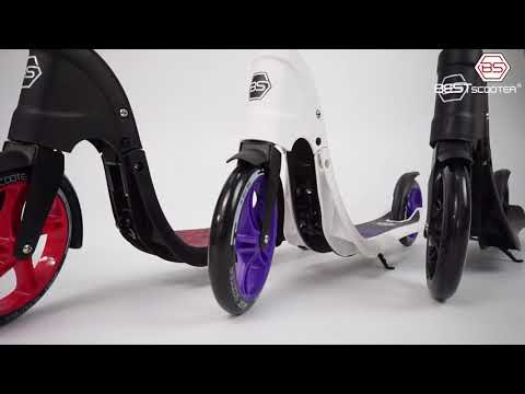 Двоколісний самокат "Best Scooter" червоний з колісами 20 см регульоване кермо для дітей від 8 років максимальне навантаження 100, видео 1