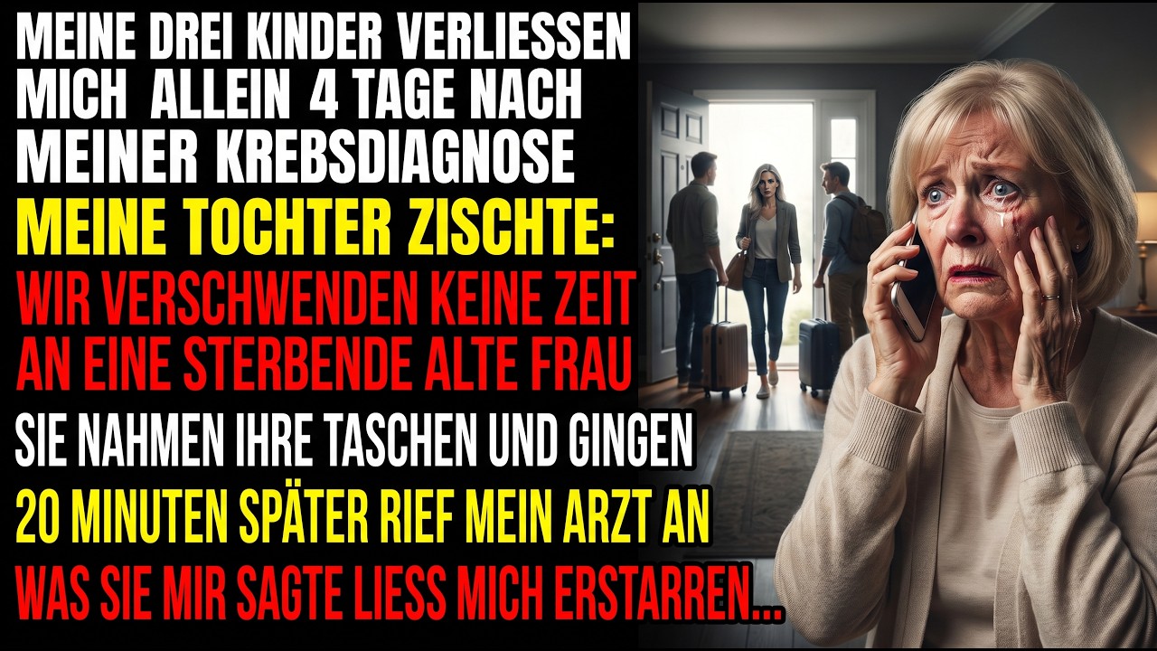 Meine Tochter sah mir direkt in die Augen und sagte: „Wir werden unser Leben nicht für eine sterbende alte Frau verschwenden.“ Dann nahm sie ihre Tasche und ging. Meine Söhne folgten ihr, ohne ein...