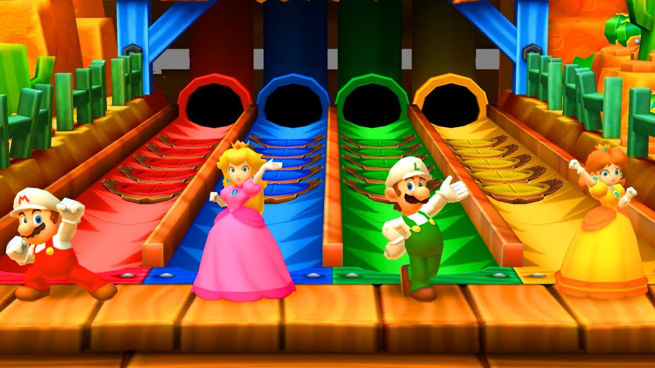 【マリオパーティスターラッシュ】ミニゲームマリオVsルイージVsデイジーVsピーチ (最強CPU｢たつじん」)