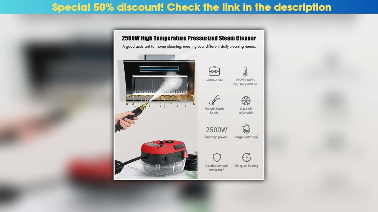 Hands-on 2500W Handheld Steam Cleaner High Power 6 Speeds Adjustable Practical Steam Cleaner for Ki