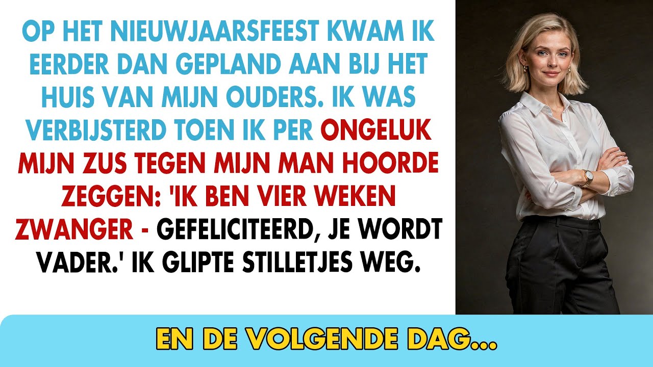 Nieuwjaarsfeest: kwam vroeg, hoorde zus man vertellen dat ze zwanger was.