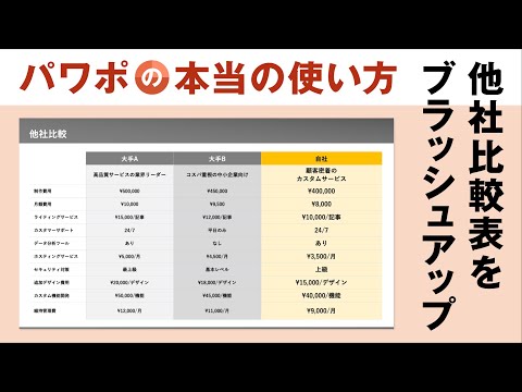 【power point基礎】パワポの他社比較表を見やすくリデザイン