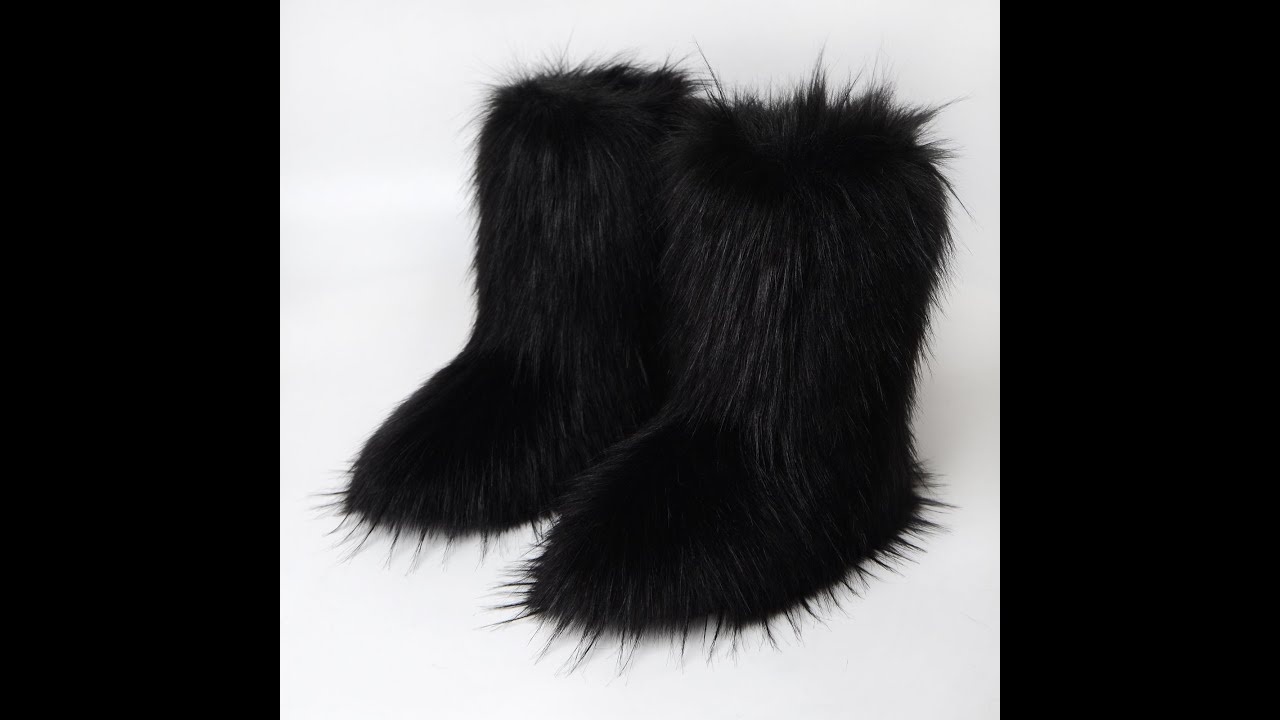 fur boots furry boots - YouTube