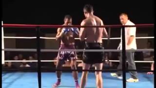 Papua New Guinean Kickboxer Spin Kicks A Much Taller Opponent To Sleep Knock Out