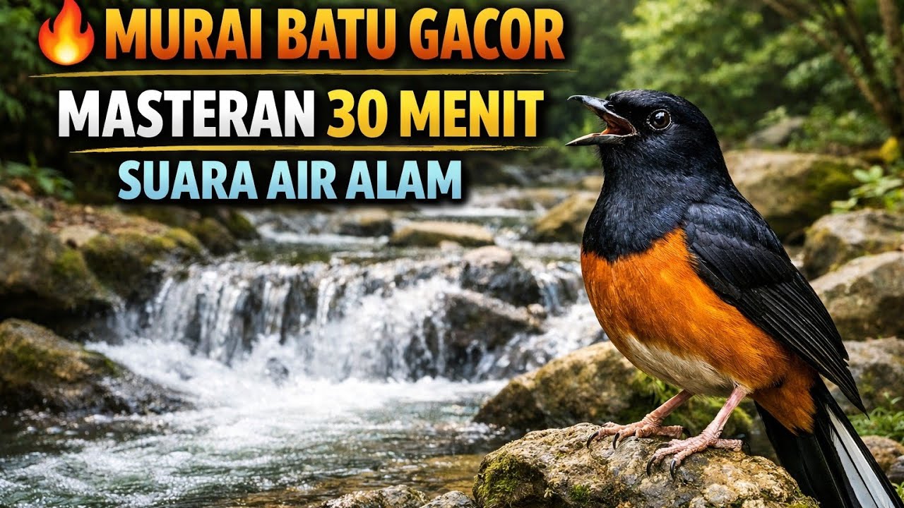 Murai Batu Gacor 30 Menit 🔥 Masteran Ngeroll Panjang + Suara Air Alami