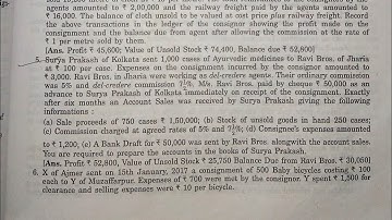 Sol. of ques no. 5,6,7,8,9,10 & 11 of Consignment Accounts, B.Com Part 1, Dr. SK Singh, Accounts
