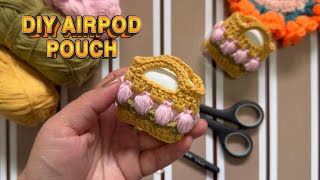 DIY Crochet AirPods Pouch 🌷 | Easy Tulip Flower AirPods Case Tutorial