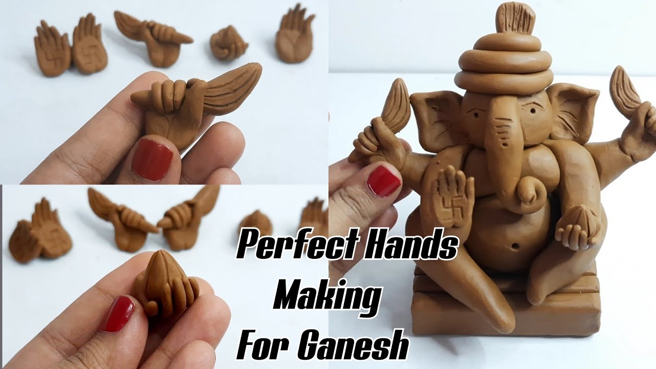 Premitive Technique To Make Perfect Hands For Ganpati At Home ||Ganesha Hands making With Clay Easy.