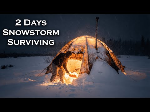 2 Days Snowstorm Surviving in a Hot Tent!