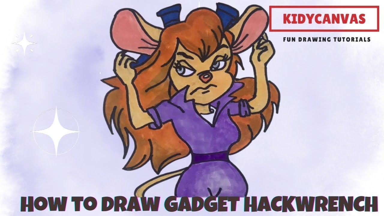 How to Draw Gadget Hackwrench 🐭 | Disney Chip ‘n Dale Rescue Rangers Drawing Tutorial