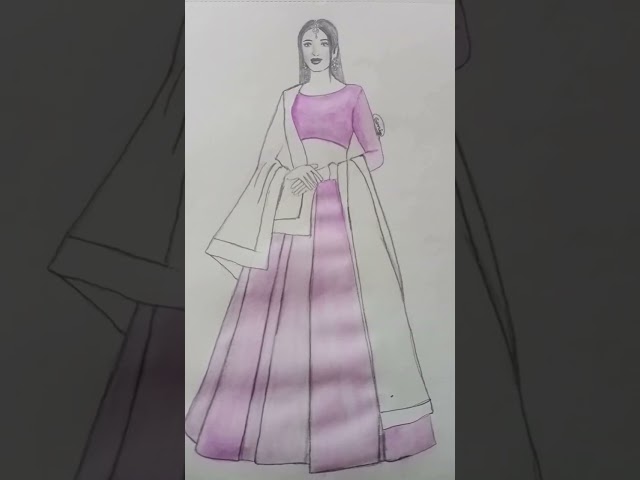 beautiful purple fashion dress drawing #art #artist #fashionart #short #shortvideo #fashion #drawing