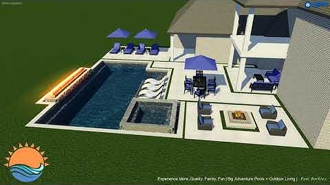 Custom Modern Pool + Fire + Water + Negative Edge + Spa