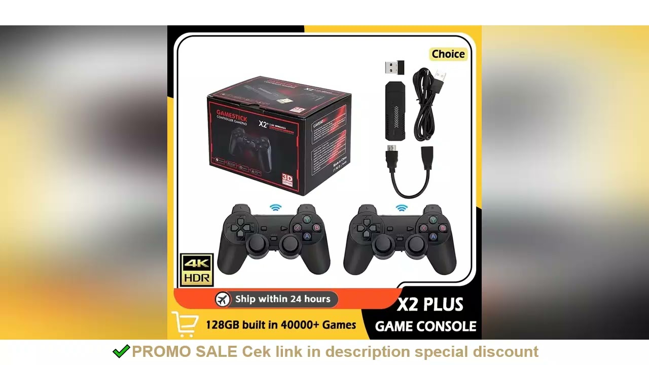 X2 PLUS Video Game Stick Console 2.4G Double Wireless Controller 20000 Games 64/128GB Retro Games fo