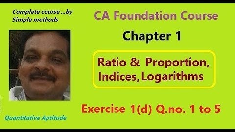 CA Foundation | Logarithms Exercise 1(d)Q no 1 to 5