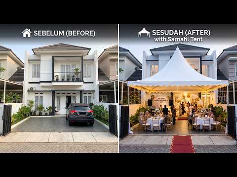 Video Contoh dekorasi tenda sarnafil dengan gate balon untuk acara di rumah komplek