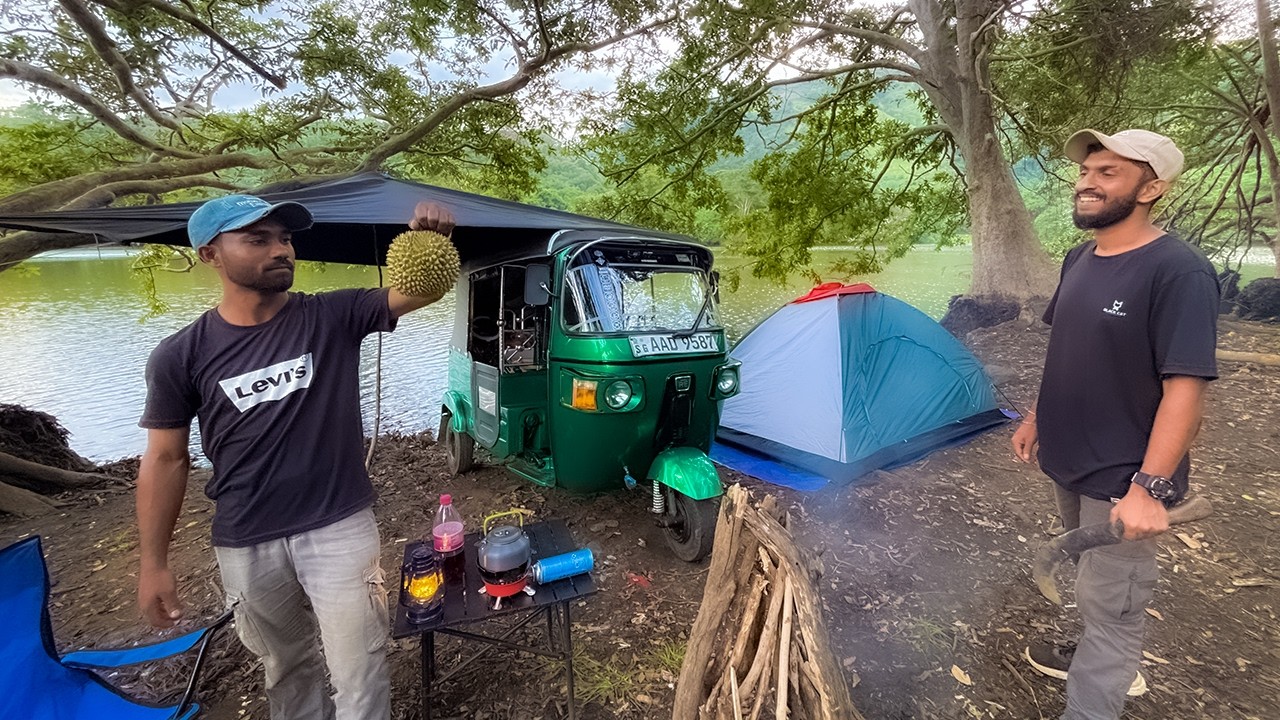 Wild Lake Tuk Tuk Camping | Making Noodles in Nature ASMR