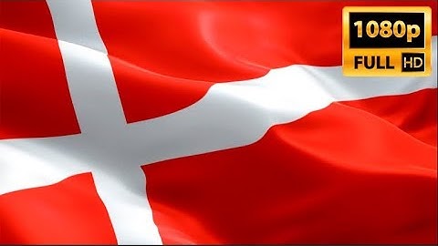 Danish flag Closeup 1080p Full HD 1920X1080 footage video waving in wind. Denmark flag  Full HD